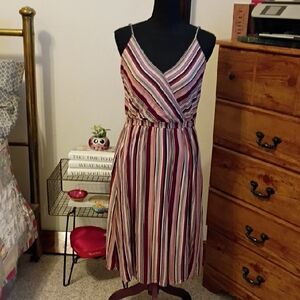 Striped Multicolor Spaghetti Strap Dress Super Cute. Soft And Flowy. Sz. M